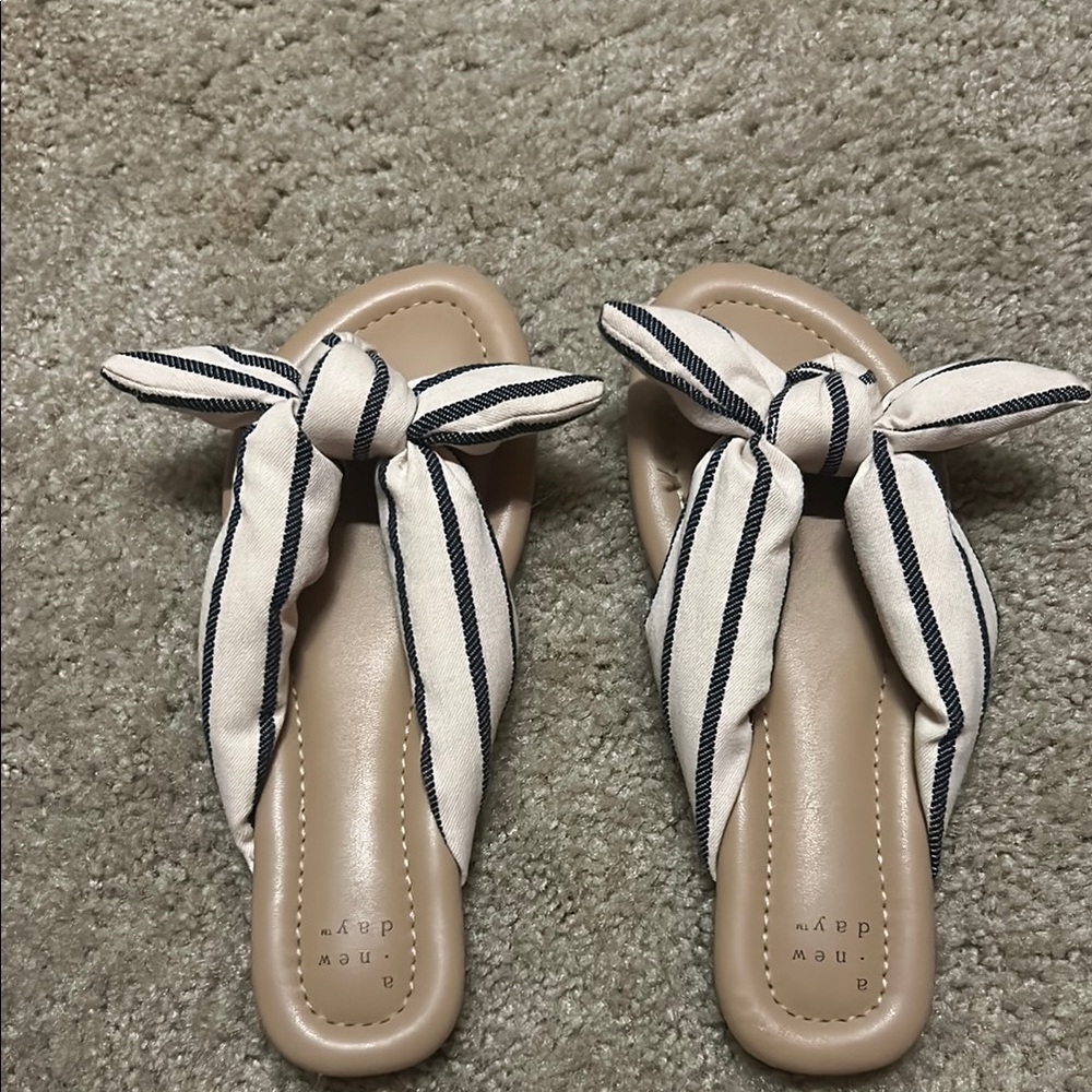 Target Women's Cream and Black Striped Sandals